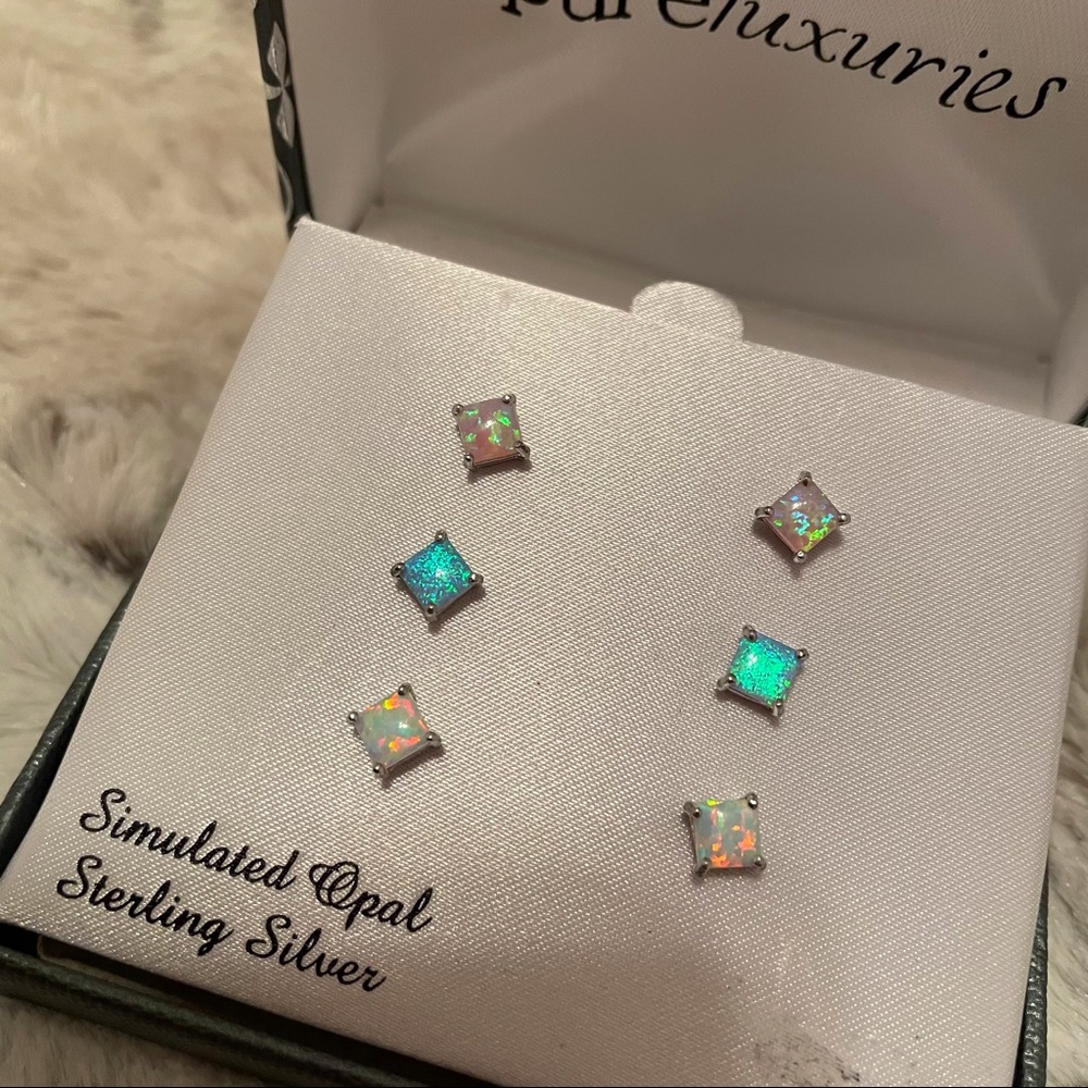 NWT Pure Luxuries Simulated Opal Earrings Sets